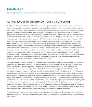 Ethical Issues in Substance Abuse Counselling