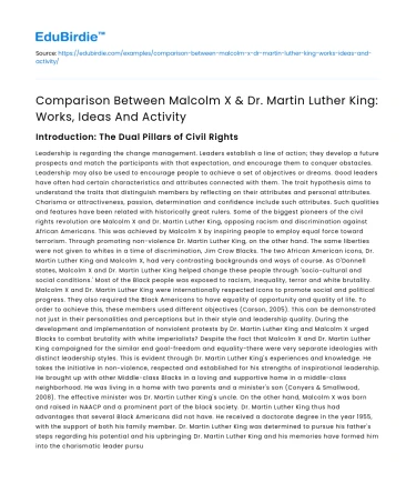 Malcolm X & MLK: Works, Ideas, Activity