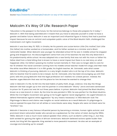 The Legacy of Malcolm X’s Ideals