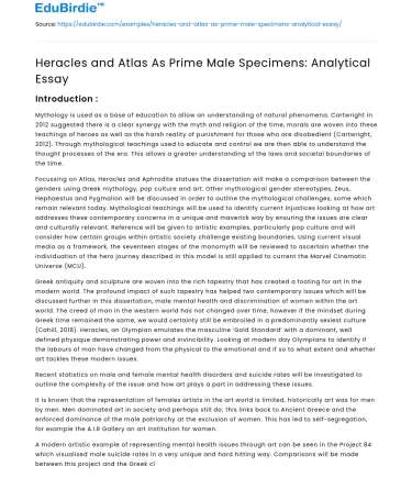 Heracles and Atlas As Prime Male Specimens: Analytical Essay