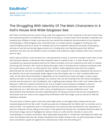 Identity Struggles in A Doll’s House and Wide Sargasso Sea