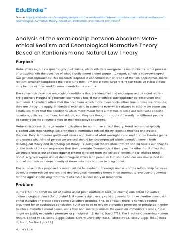 Meta-Ethical Realism and Deontological Normative Theory Relationship
