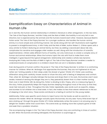 Exemplification Essay on Characteristics of Animal in Human Life