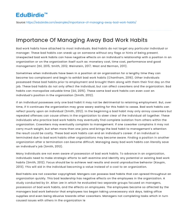 Importance Of Managing Away Bad Work Habits