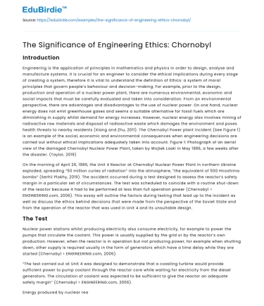 The Significance of Engineering Ethics: Chornobyl