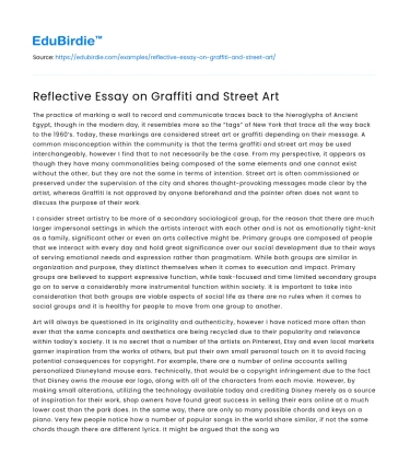 Reflective Essay on Graffiti and Street Art