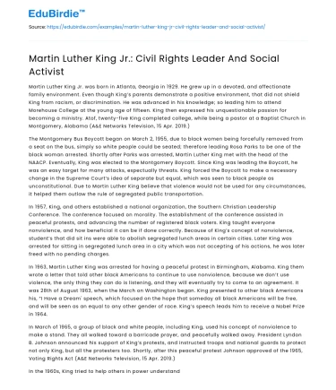 Martin Luther King Jr.: Civil Rights Leader And Social Activist
