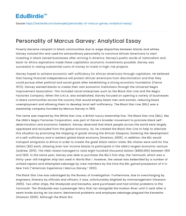 Personality of Marcus Garvey: Analytical Essay