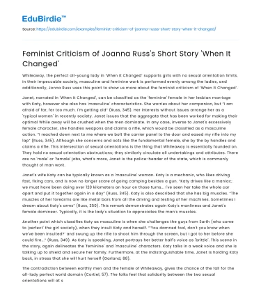 Feminist Criticism of Joanna Russ’s Short Story ‘When It Changed’