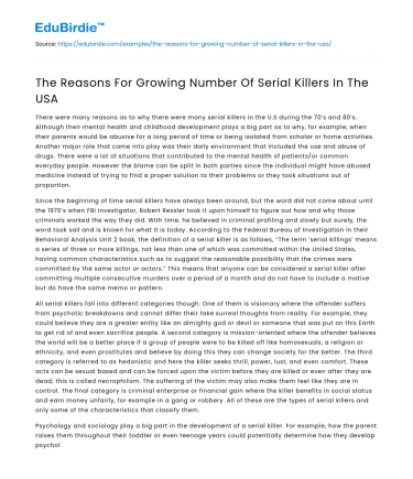 The Reasons For Growing Number Of Serial Killers In The USA