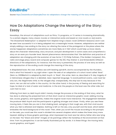 How Do Adaptations Change the Meaning of the Story: Essay