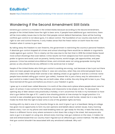 The Relevance of the Second Amendment