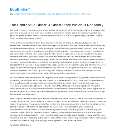 The Canterville Ghost: A Ghost Story Which Is Not Scary