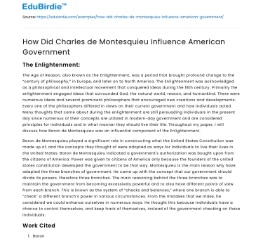 How Did Charles de Montesquieu Influence American Government