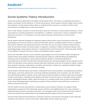 Social Systems Theory Introduction