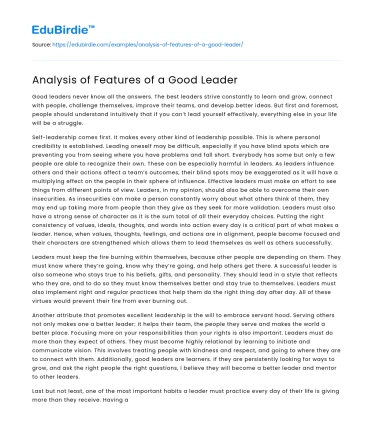 Analysis of Features of a Good Leader