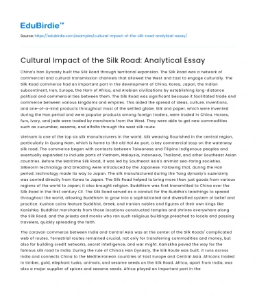 Cultural Impact of the Silk Road: Analytical Essay
