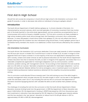 First Aid In High School