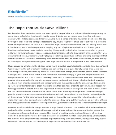 The Hope That Music Gave Millions