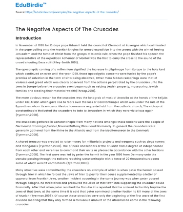 The Negative Aspects Of The Crusades