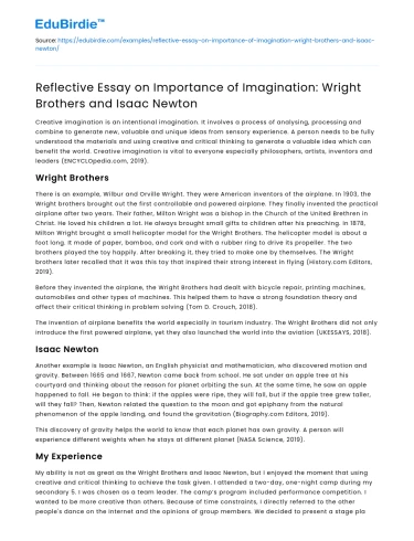 Significance of Imagination: Wright Bros & Isaac Newton