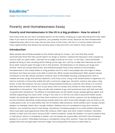 Poverty and Homelessness Essay