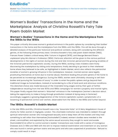 Analysis of Christina Rossetti’s Goblin Market and Its Themes
