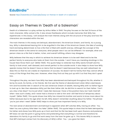 Essay on Themes in ‘Death of a Salesman’