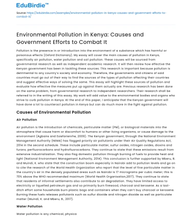 Kenya’s Environmental Pollution: Causes and Government Response