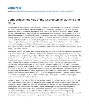 Comparative Analysis of the Characters of Blanche and Ethan
