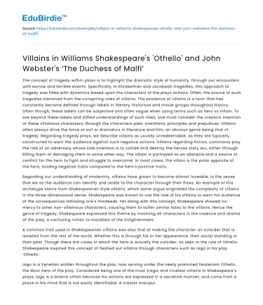 Villains in Shakespeare and Webster’s Plays