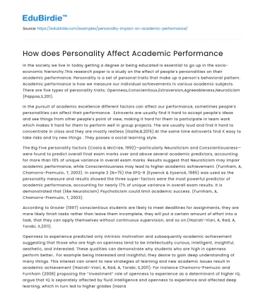 How does Personality Affect Academic Performance