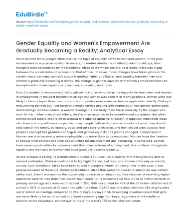 Gender Equality and Women’s Empowerment