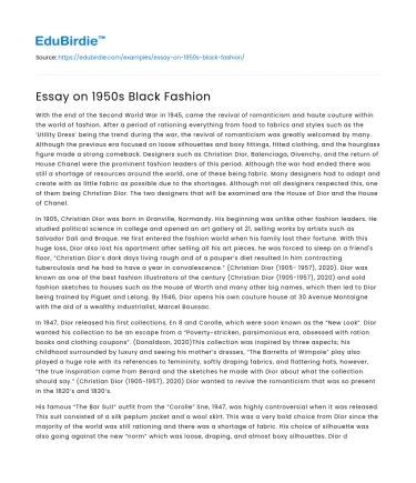 Essay on 1950s Black Fashion