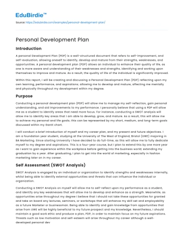Personal Development Plan