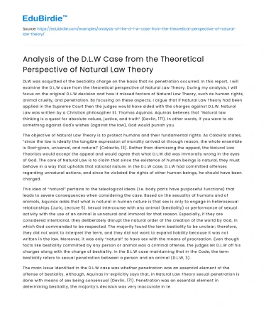 DLW Case Analysis: Natural Law Perspective