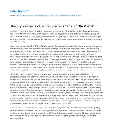 Literary Analysis of Ralph Ellison’s “The Battle Royal”