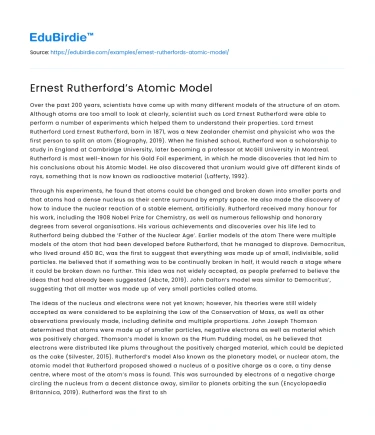 Ernest Rutherford’s Atomic Model