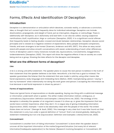 Forms, Effects And Identification Of Deception