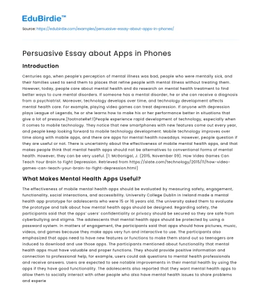 Persuasive Essay about Apps in Phones