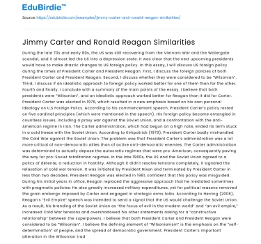 Jimmy Carter and Ronald Reagan Similarities