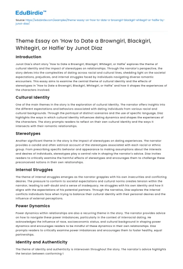 How to Date a Browngirl, Blackgirl, Whitegirl, or Halfie by Junot Diaz