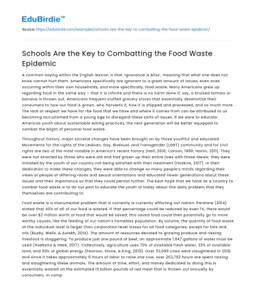 Schools Are the Key to Combatting the Food Waste Epidemic