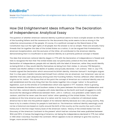 Influence of Enlightenment on Declaration