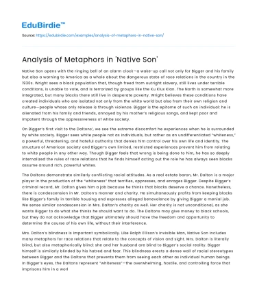 Analysis of Metaphors in ‘Native Son’