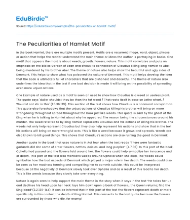 The Peculiarities of Hamlet Motif