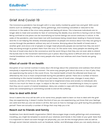 Grief And Covid-19