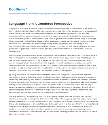 Language From A Gendered Perspective