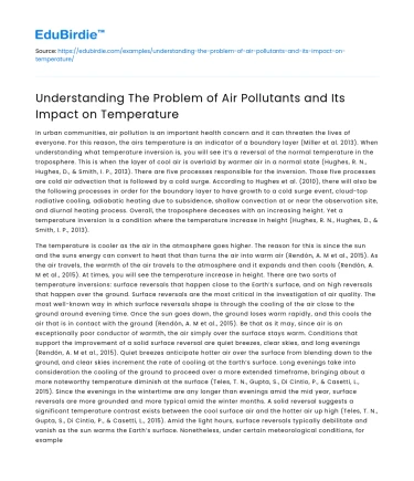 Air Pollutants: Their Role in Temperature Changes