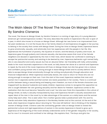 The Main Ideas of The Novel The House on Mango Street